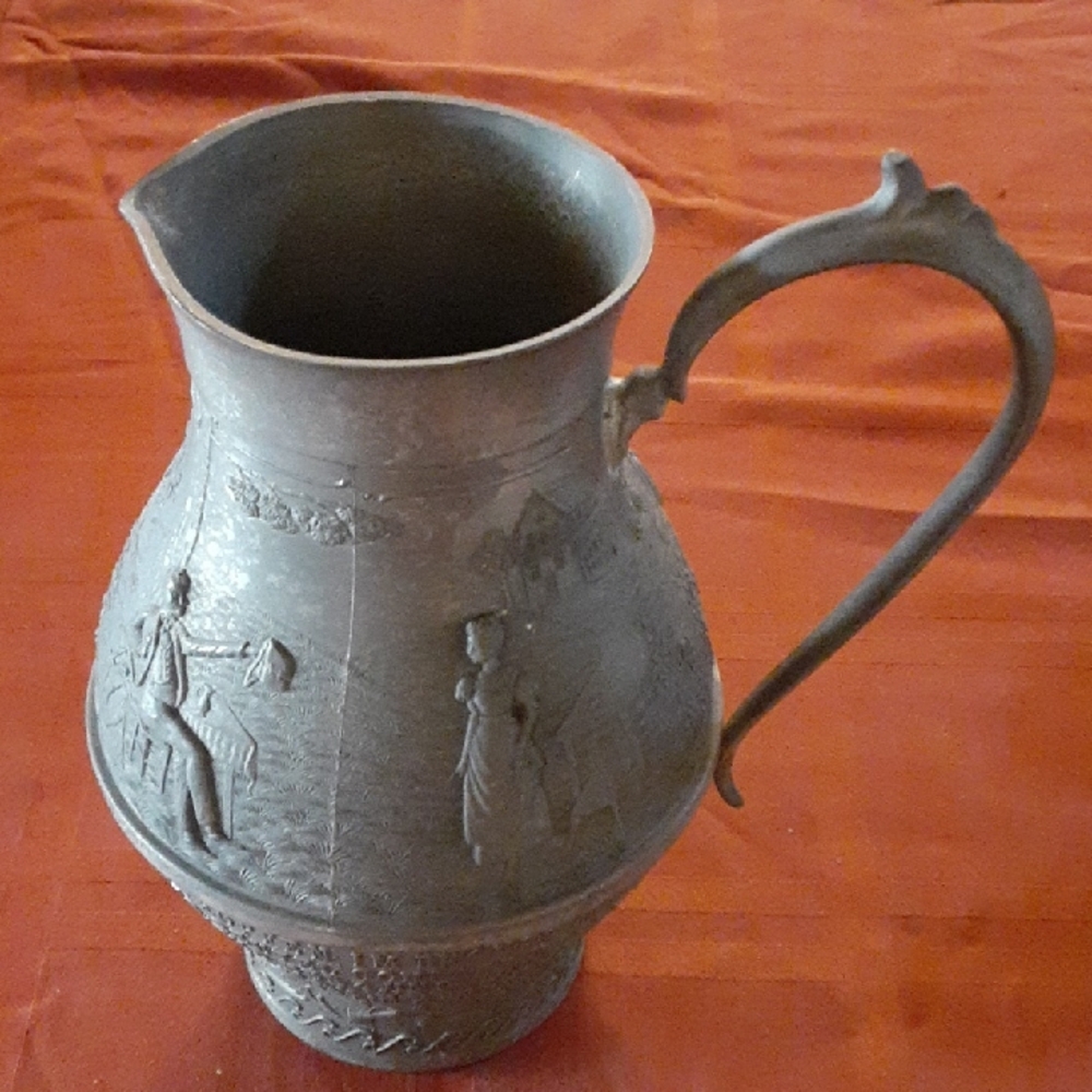 Vintage Embossed Gray Pitcher